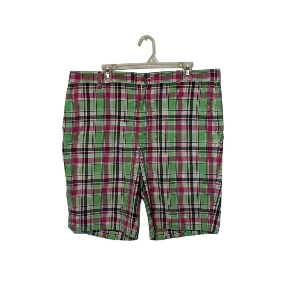 Footjoy Shorts Mens 38 Green Pink Plaid Golf Casual Preppy Flat Front Outdoor